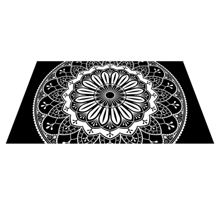 Black botanical motif mandala vinyl carpet - TenStickers