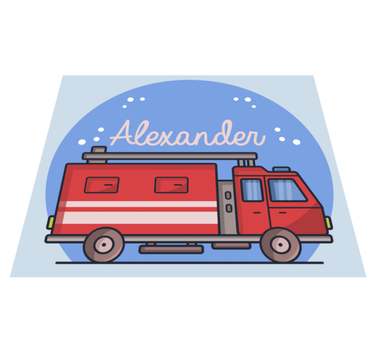 Personalized Firetruck custom vinyl carpet - TenStickers