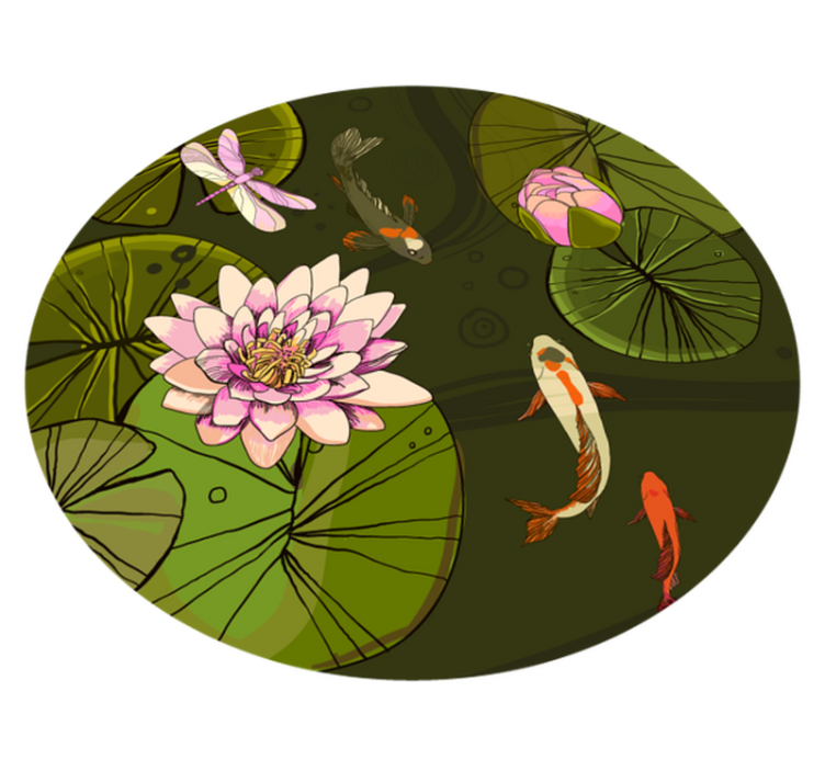 Pond Fauna Illustration floral vinyl carpet - TenStickers
