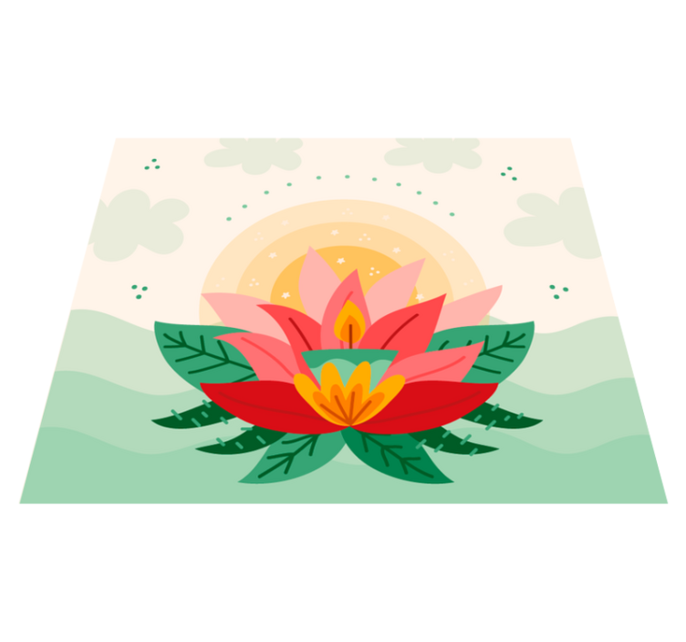 Lotus Blossom Illustration floral vinyl carpet - TenStickers