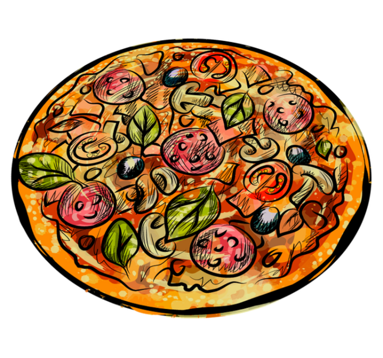 Cartoon pizza kitchen kitchen floor tiles - TenStickers