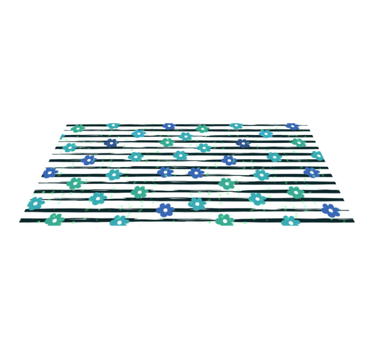 Floral Striped Design kitchen vinyl carpet - TenStickers