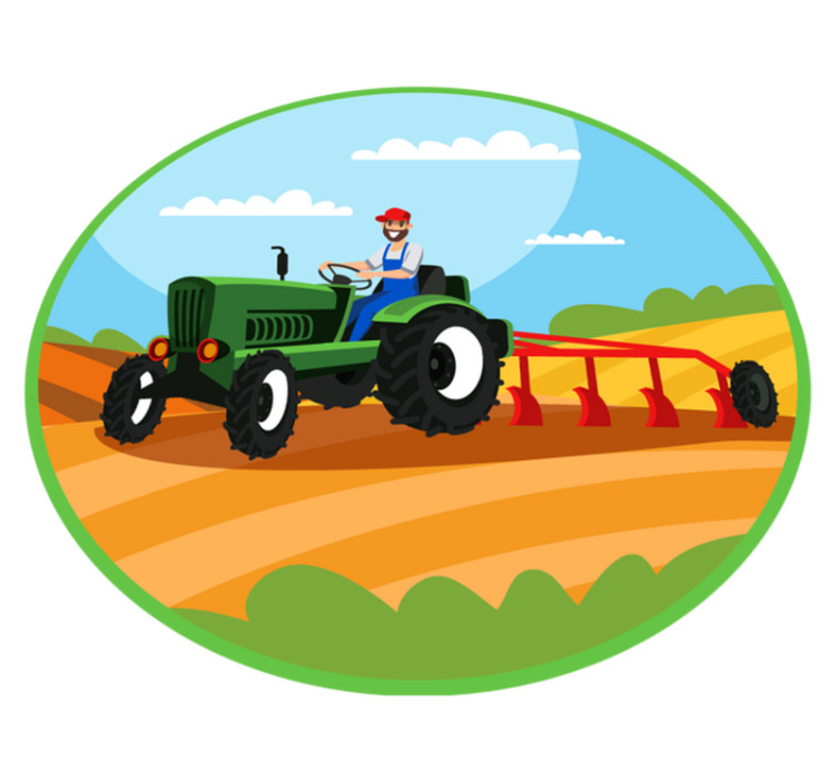 Farming Tractor Scene kids vinyl carpet - TenStickers