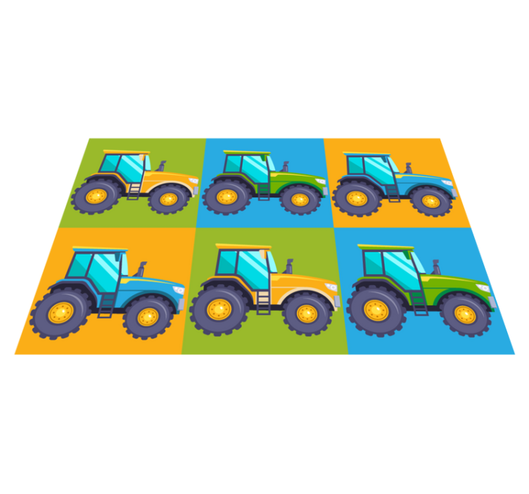 Colorful Tractor Squares kids vinyl carpet - TenStickers