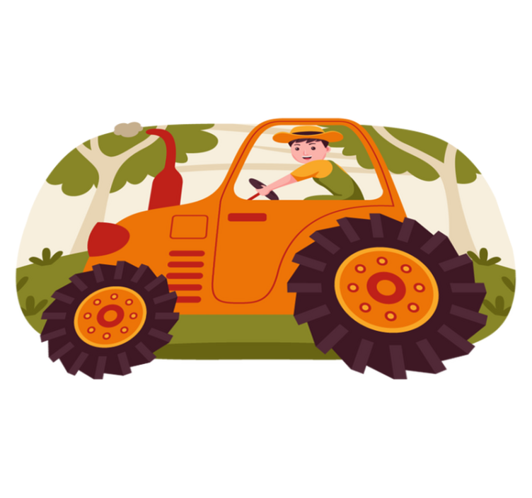 Playful Tractor Imagery kids vinyl carpet - TenStickers
