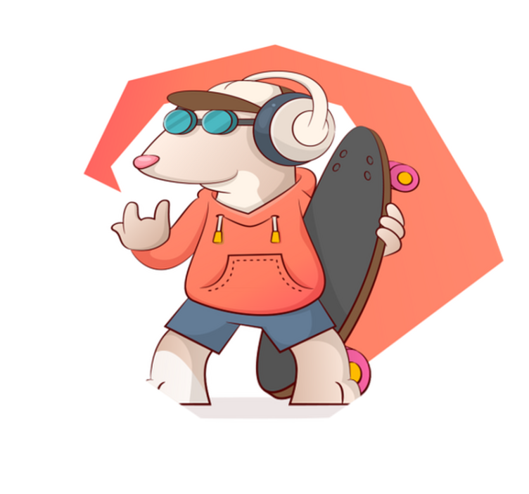 Skater Mouse Illustration kids vinyl carpet - TenStickers