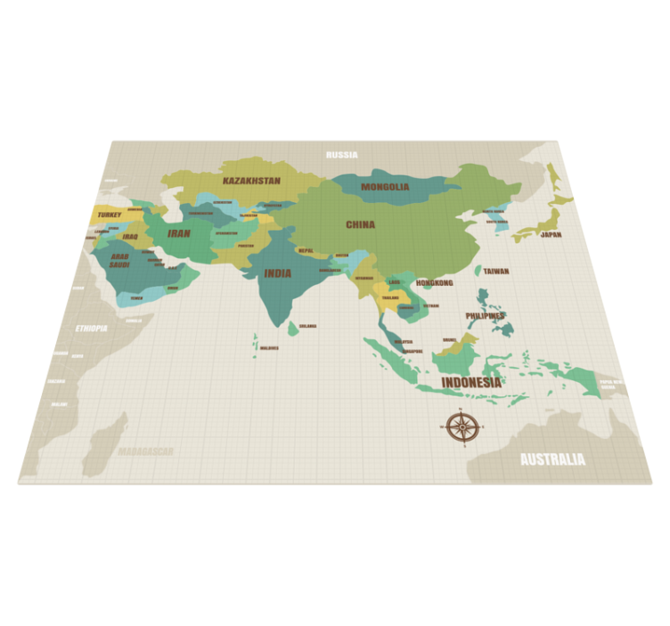 Cartographic Decor world map vinyl carpet - TenStickers