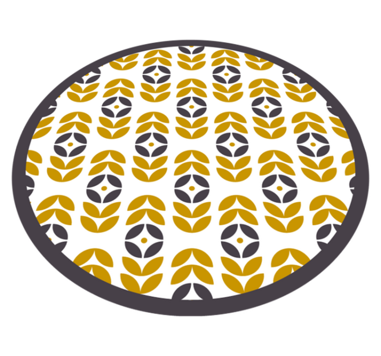 Stylish Leaf Pattern circular vinyl carpet - TenStickers