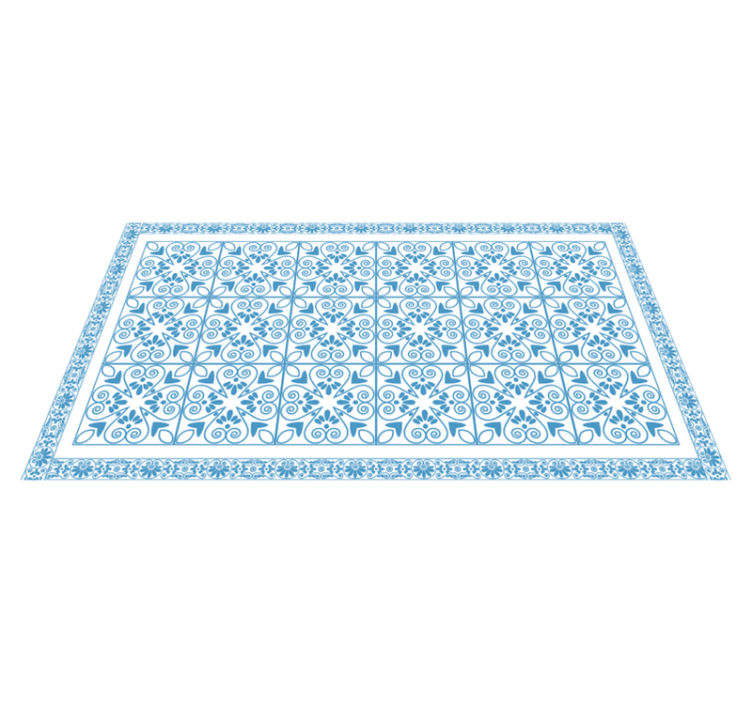 Azure Botanical Elements kitchen vinyl carpet - TenStickers