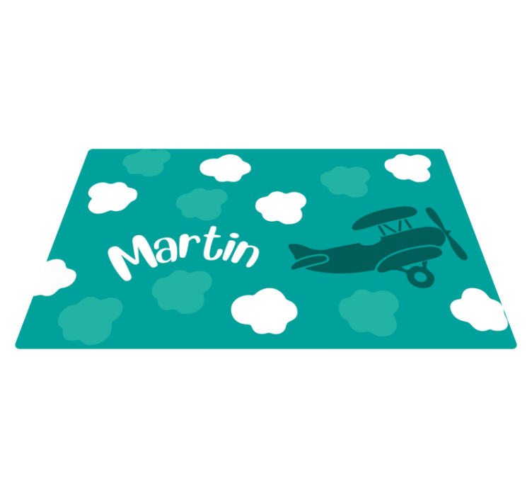 Clouds and airplane with name kids vinyl carpet - TenStickers