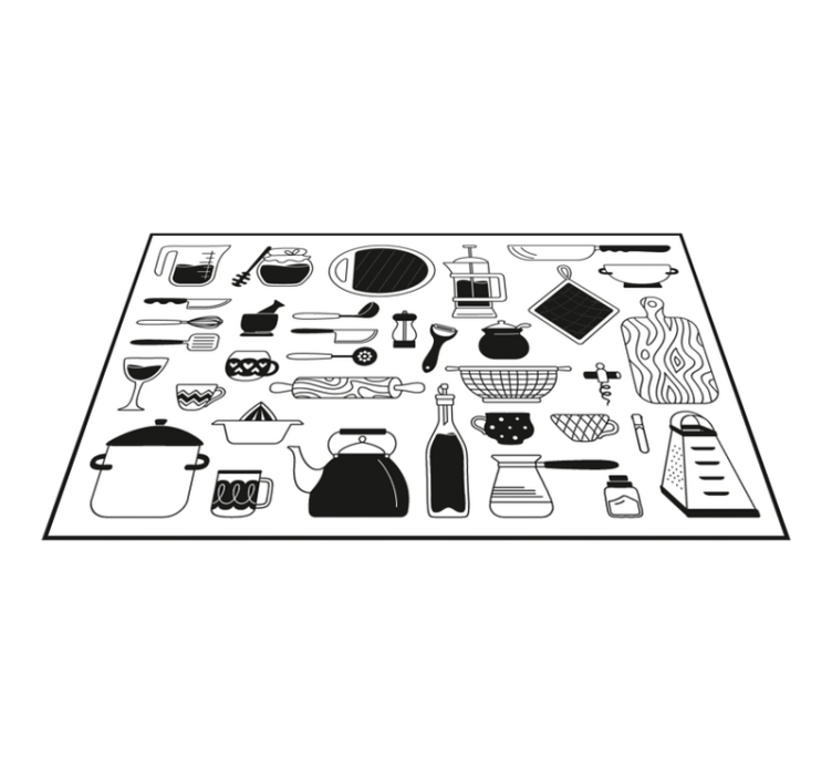 Black and white kitchen vinyl floor - TenStickers