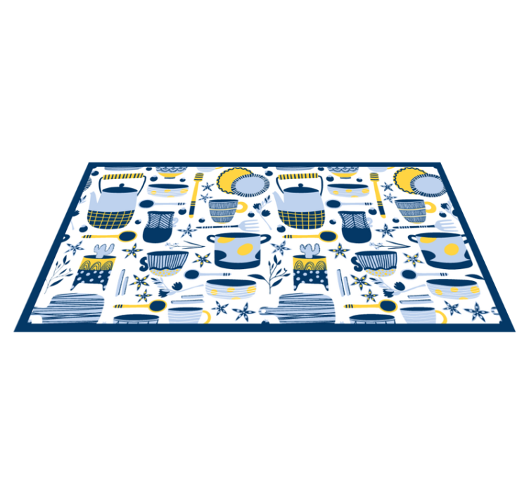 Cookware blue pattern kitchen vinyl carpet - TenStickers