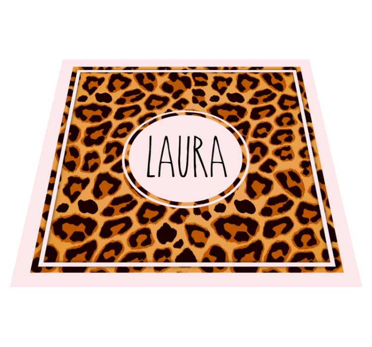 Leopard pattern with name teen vinyl carpet - TenStickers