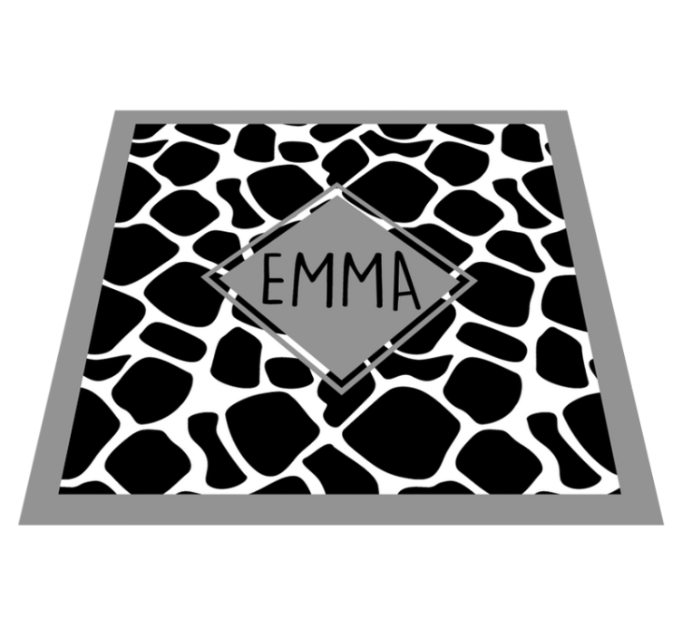 Black and white giraffe with name teen vinyl carpet - TenStickers