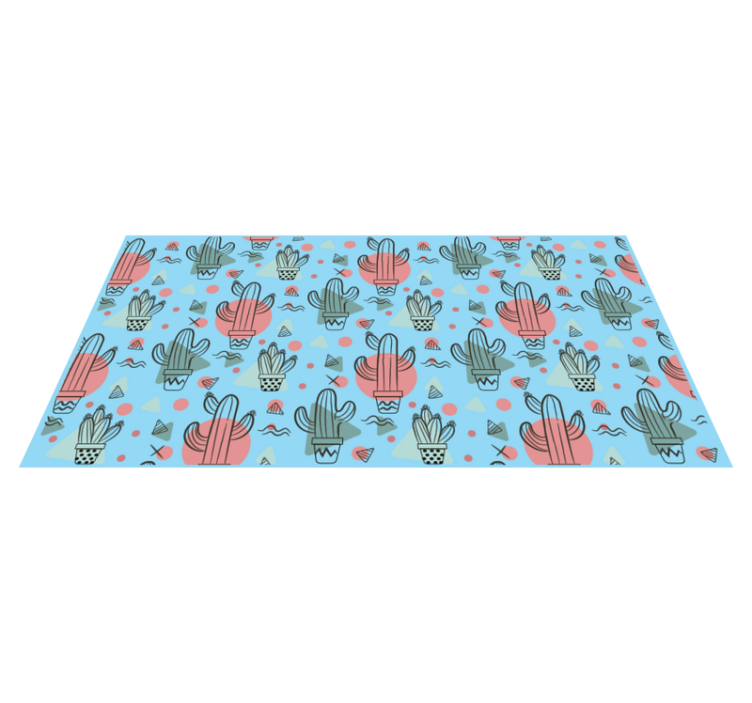 Blue cactus pattern kitchen vinyl carpet - TenStickers