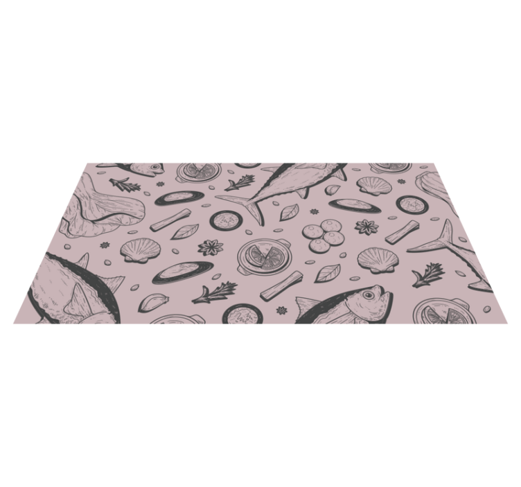 Seafood inspired motif kitchen vinyl carpet - TenStickers