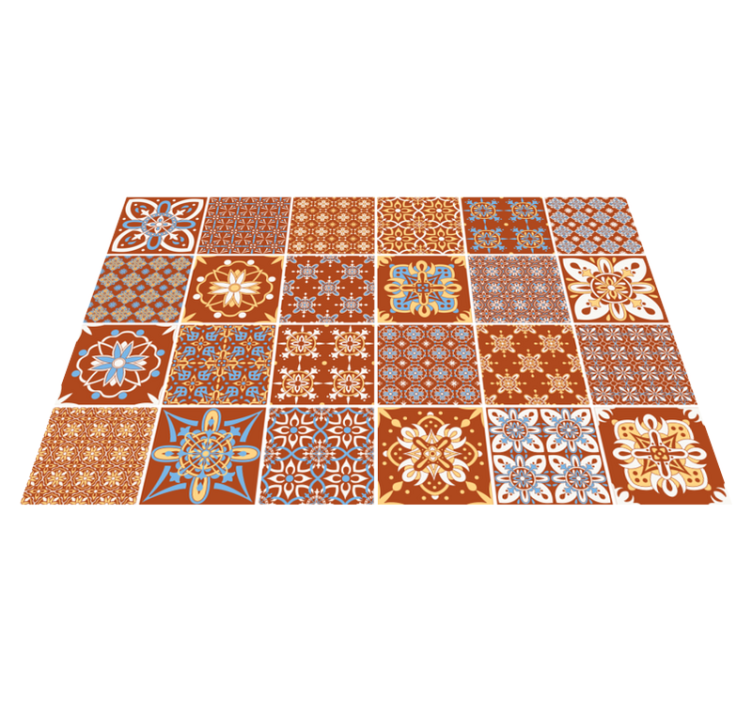 Orange mosaic tile vinyl carpet - TenStickers