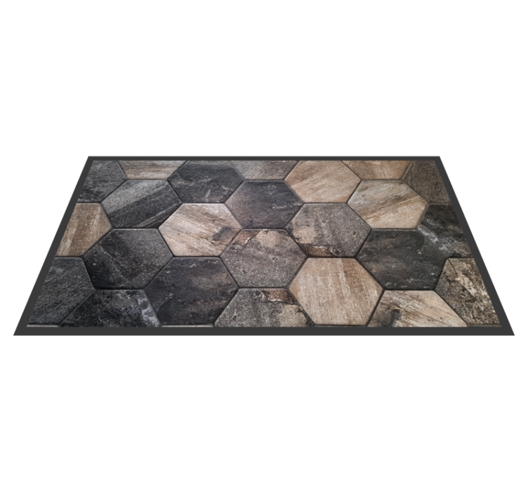 Hexagonal grey motif stone effect vinyl carpet - TenStickers