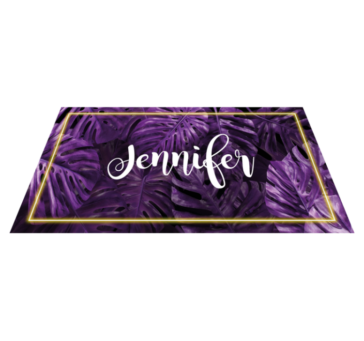 Purple monstera with name bedroom vinyl carpet - TenStickers