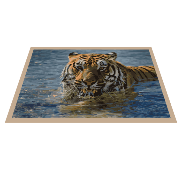 Tiger in the water animal vinyl carpet - TenStickers