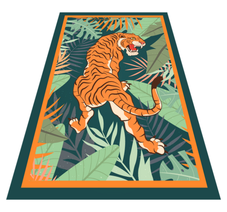 Fierce tiger illustration animal vinyl carpet - TenStickers