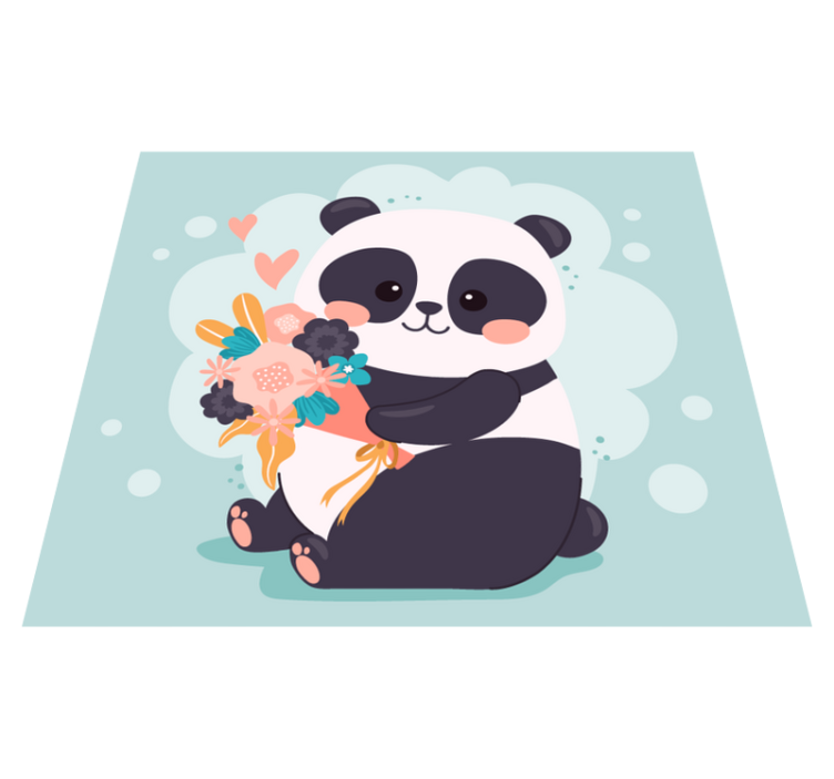PANDA WITH FLOWERS kids vinyl carpet - TenStickers