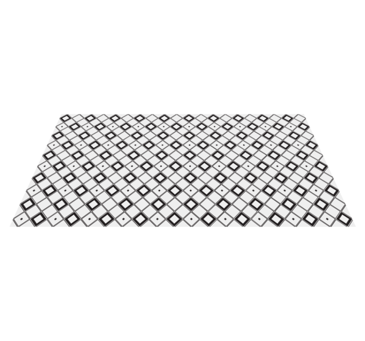 Stylish black and white squares minimalist vinyl carpet - TenStickers