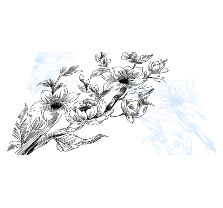 Azure Blossom Concept floral vinyl carpet - TenStickers