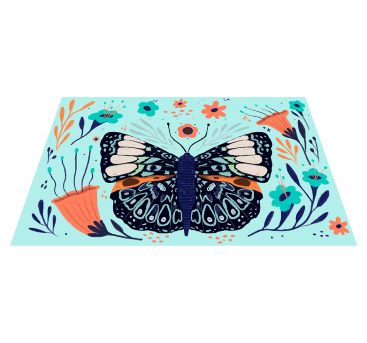 Colorful Butterfly Details floral vinyl carpet - TenStickers