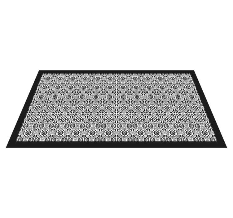 Black floral pattern tile vinyl carpet - TenStickers