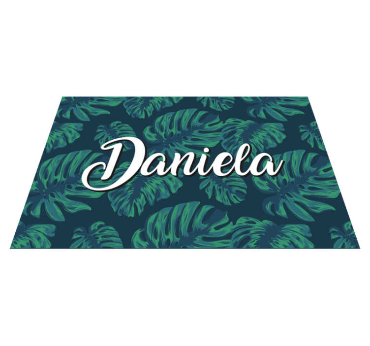 Tropical leaves with name teen vinyl carpet - TenStickers