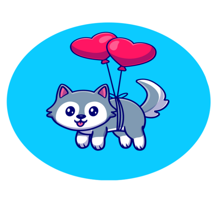 Baby wolf with balloons animal vinyl carpet - TenStickers