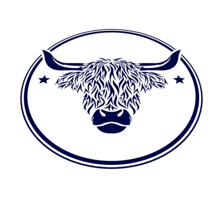 Highland Cow Emblem animal vinyl carpet - TenStickers