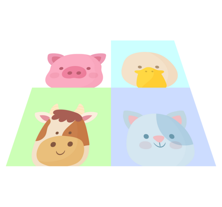 Cute Animal Faces kids vinyl carpet - TenStickers