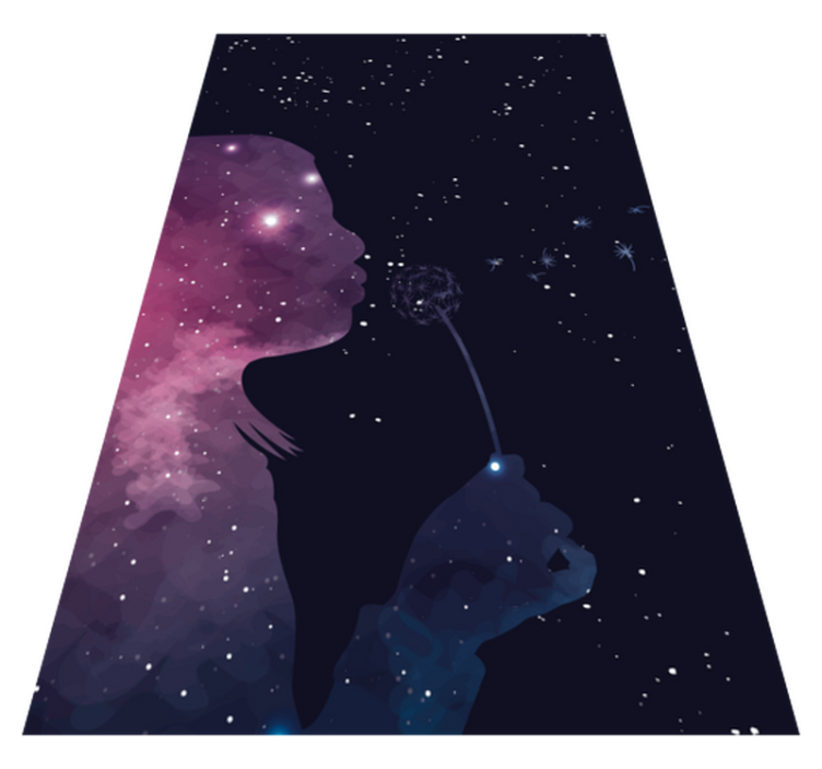 Cosmic girl blowing dandelion star vinyl carpet - TenStickers