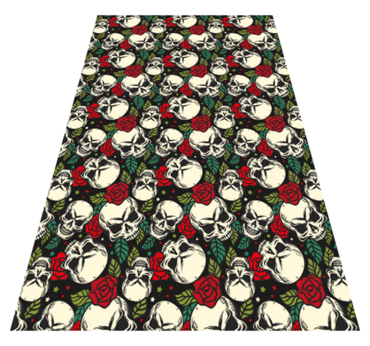 Skull rose pattern halloween vinyl carpet - TenStickers
