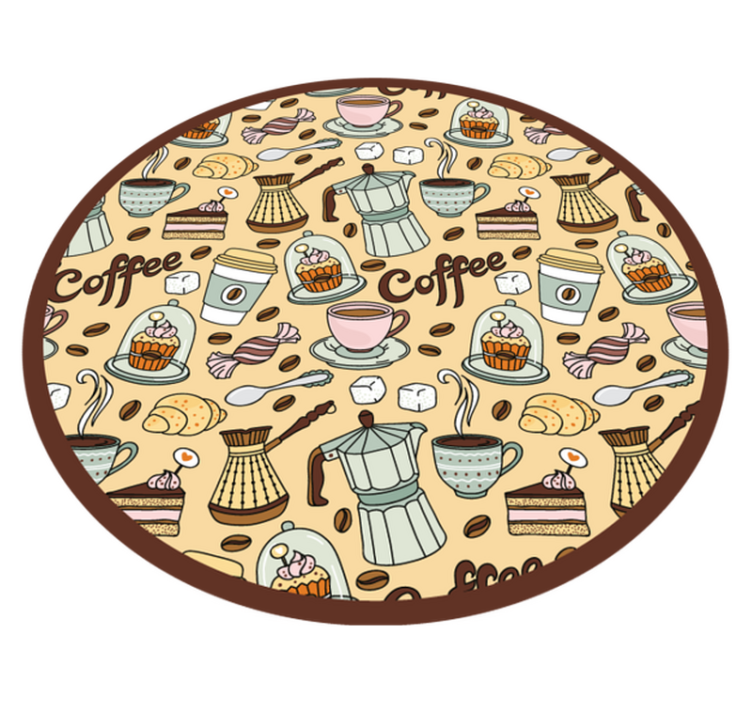 Round coffee design kitchen vinyl carpet - TenStickers