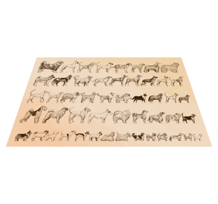 Beige dog illustrations animal vinyl carpet - TenStickers