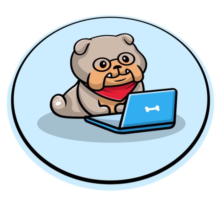 Puppy with computer animal vinyl carpet - TenStickers