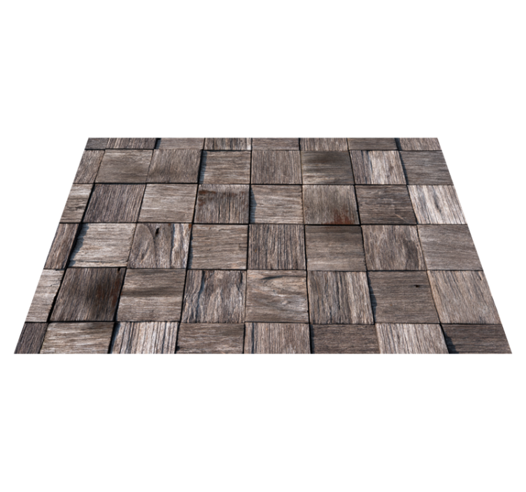 Grey squares design wood effect vinyl carpet - TenStickers