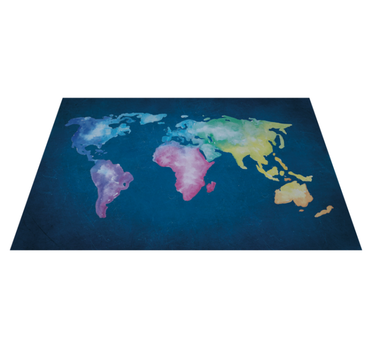World map vinyl carpet in watercolor design - TenStickers