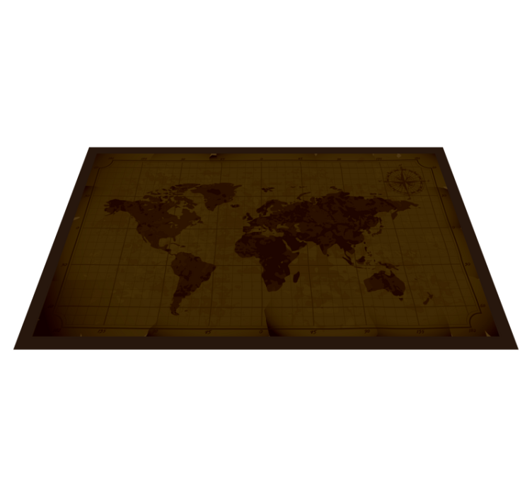Antique brown design world map vinyl carpet - TenStickers
