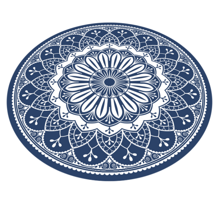 Navy Botanical Composition mandala vinyl carpet - TenStickers