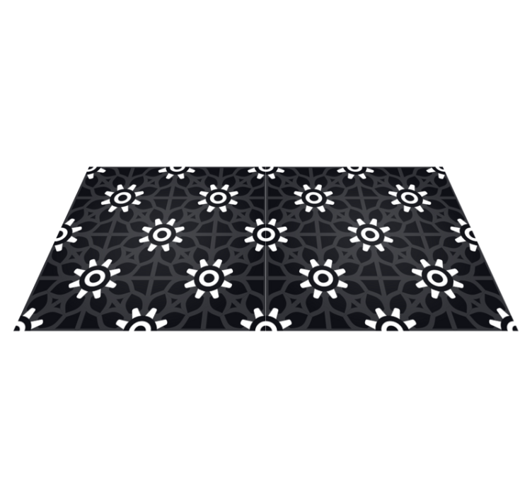 White floral print black vinyl carpet - TenStickers