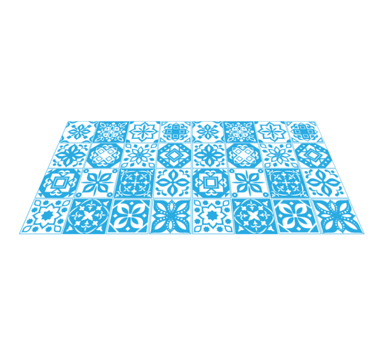 Blue patterned motif tile vinyl carpet - TenStickers