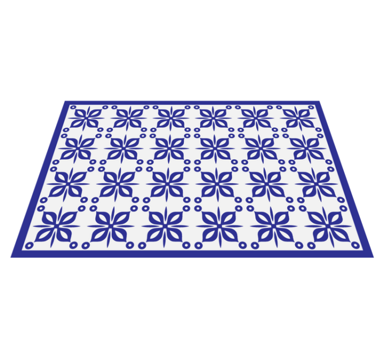 Blue floral element tile vinyl carpet - TenStickers