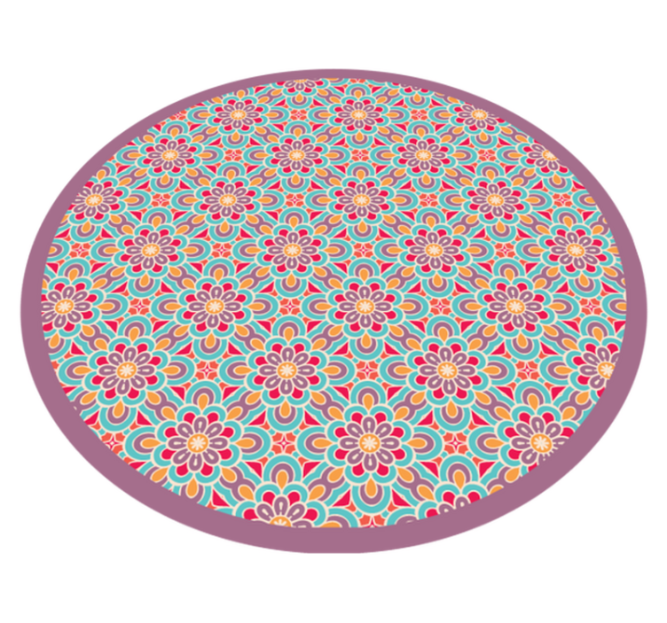 Mandala vinyl carpet with lively floral design - TenStickers