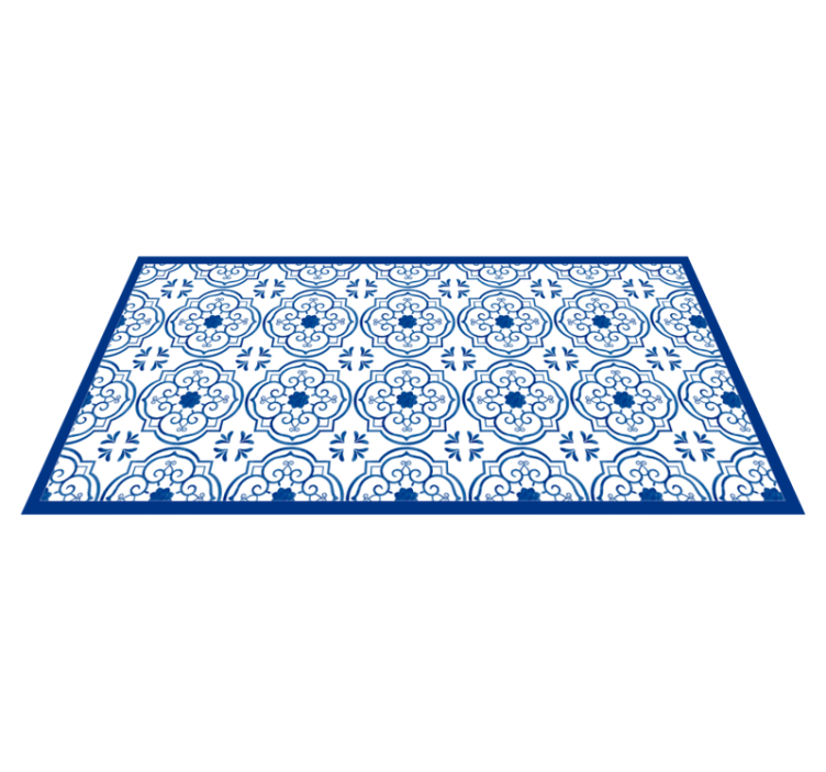 Classic blue tiles bathroom vinyl carpet - TenStickers
