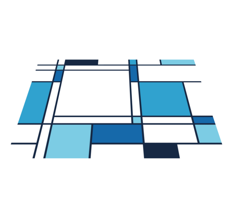 Blue geometric motif modern vinyl carpet - TenStickers