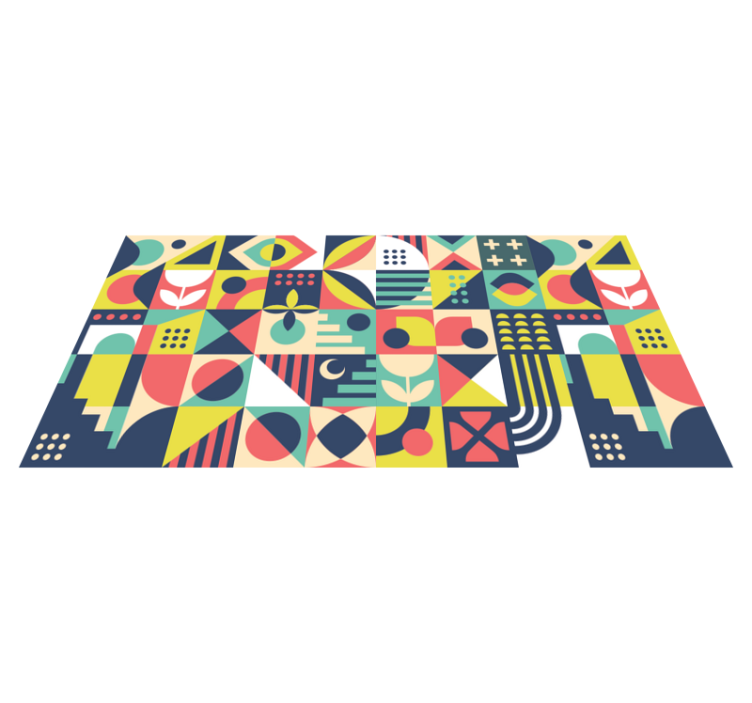 Geometric vinyl carpet with vibrant patterns - TenStickers